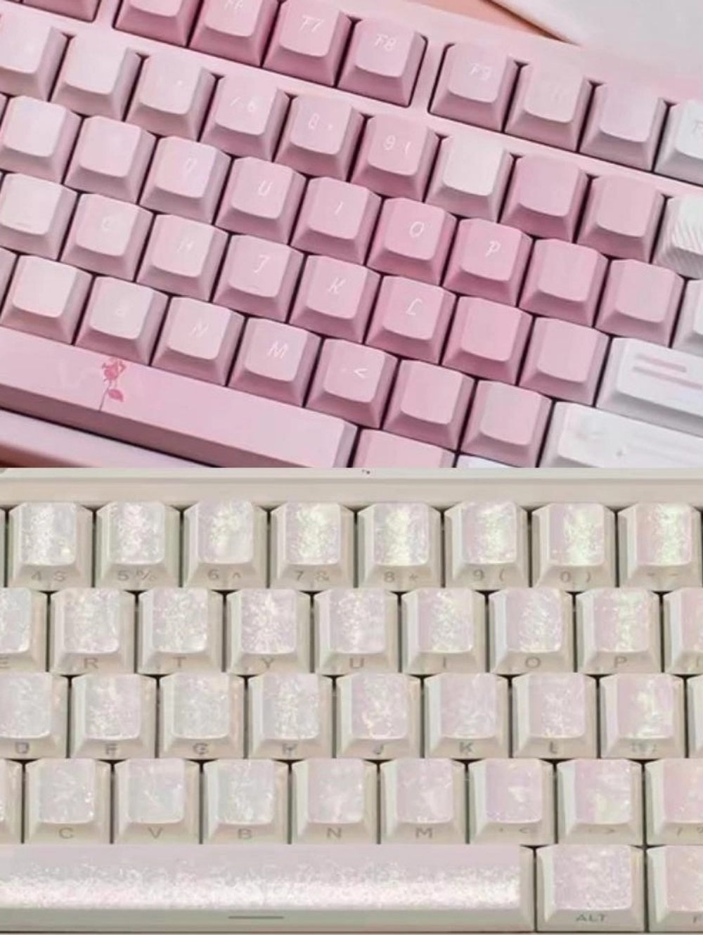 💮2/$100💮 Pink Gradient & Pearl Iridescent Keycaps for Mechanical Keyboard